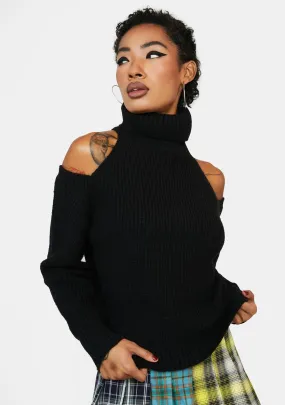 A Little Longer Cold Shoulder Sweater