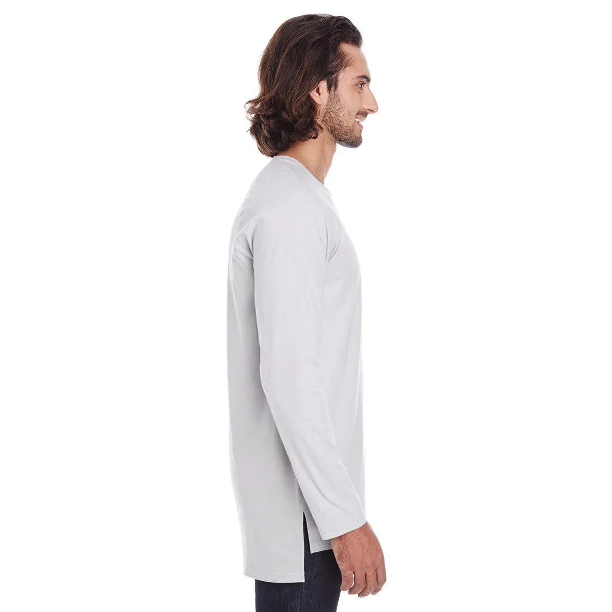 Anvil Men's Silver Lightweight Long & Lean Raglan Long Sleeve T-Shirt