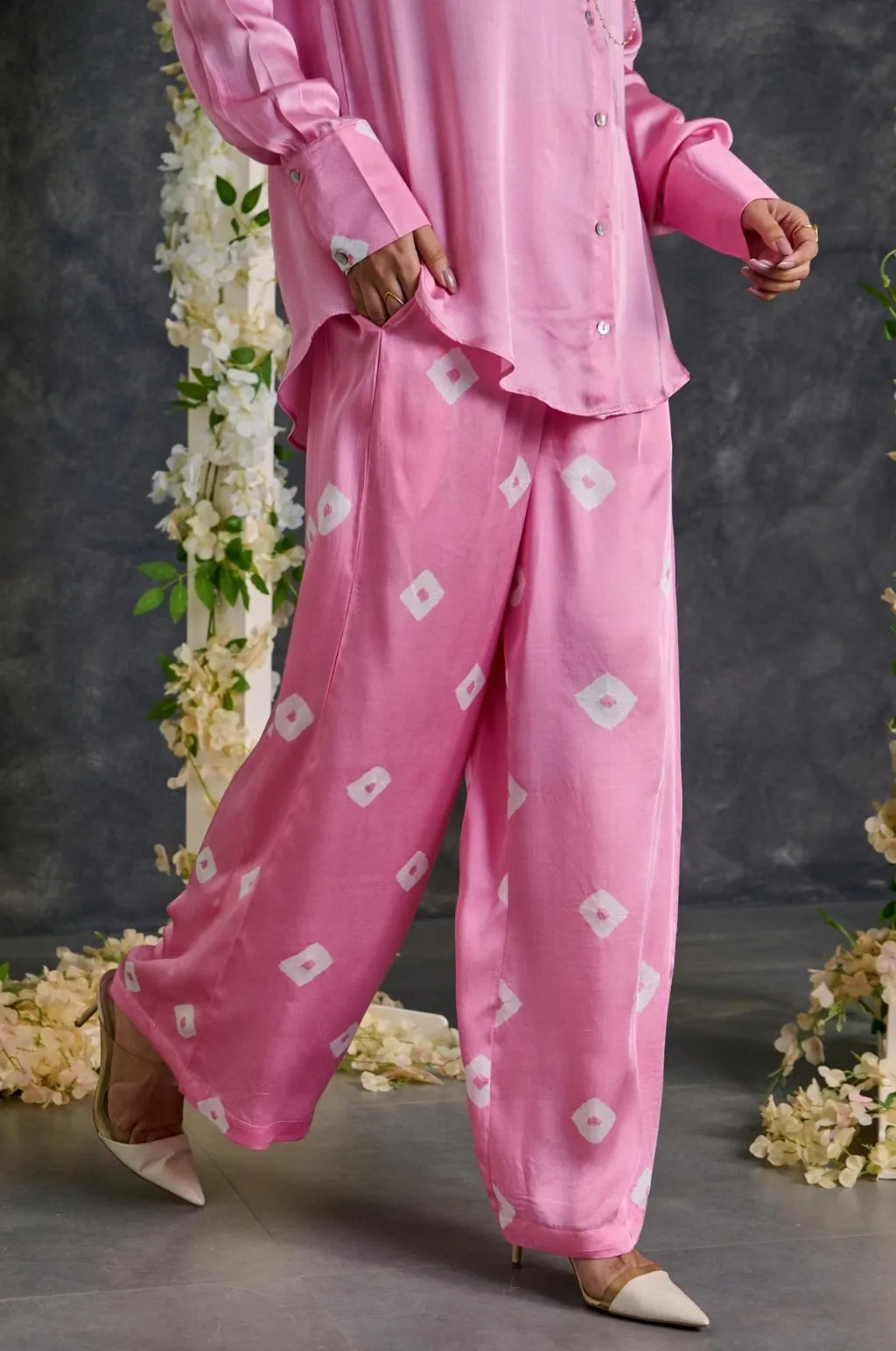 Bandhani Modal Satin Flared Pants