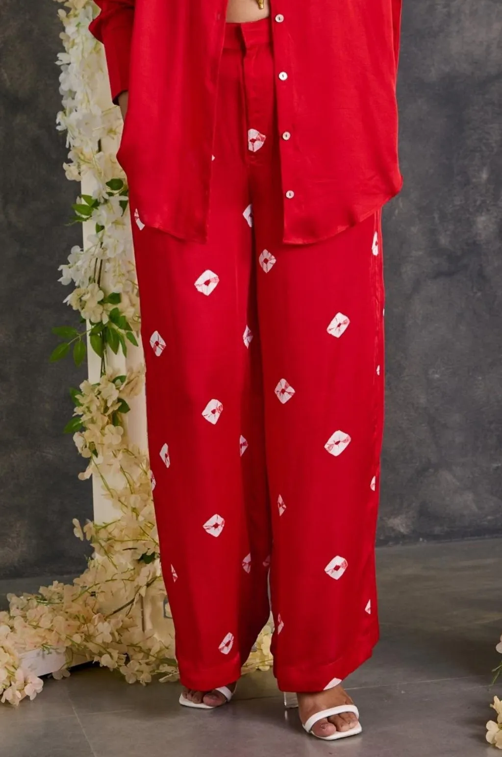 Bandhani Modal Satin Flared Pants