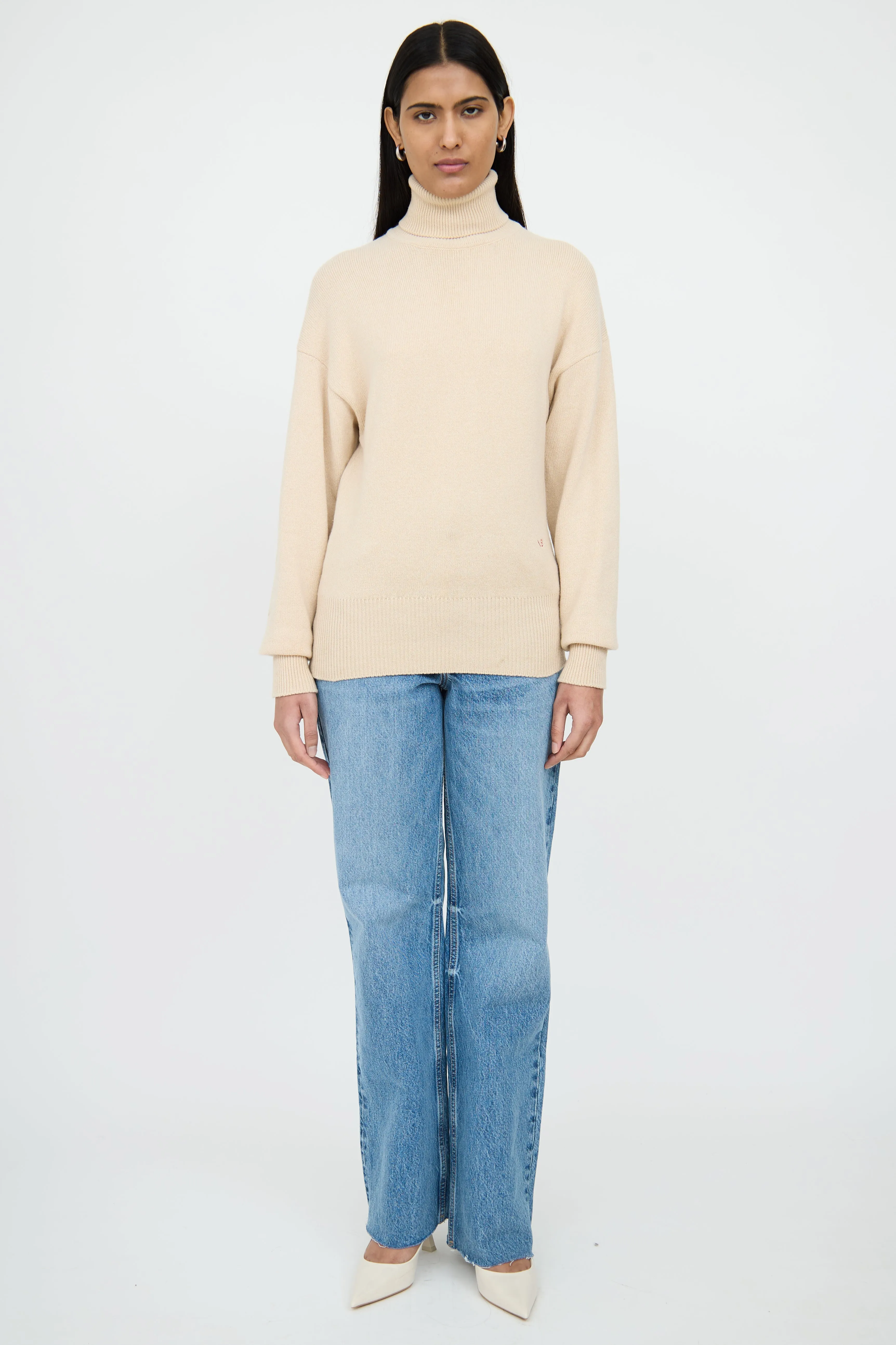 Beige Knit Turtleneck