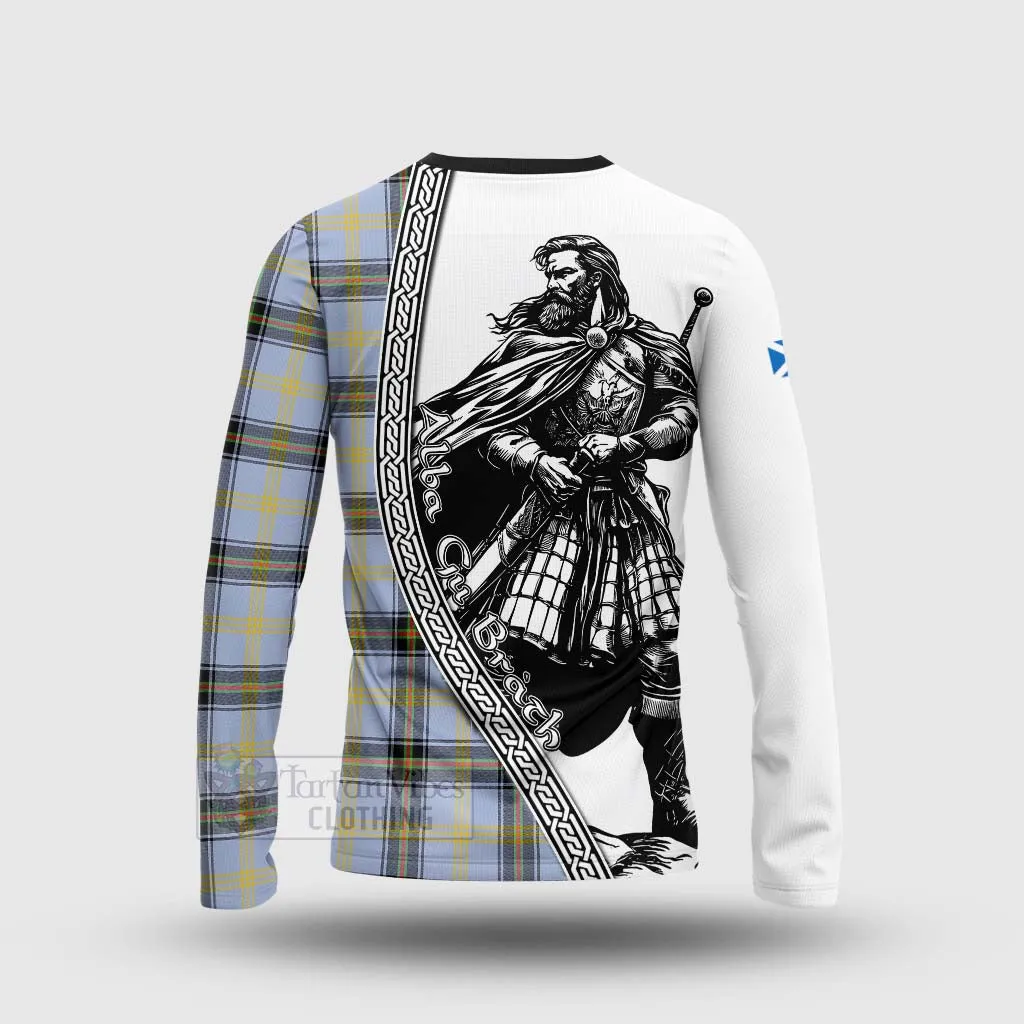 Bell Tartan Clan Crest Long Sleeve T-Shirt with Highlander Warrior Celtic Style