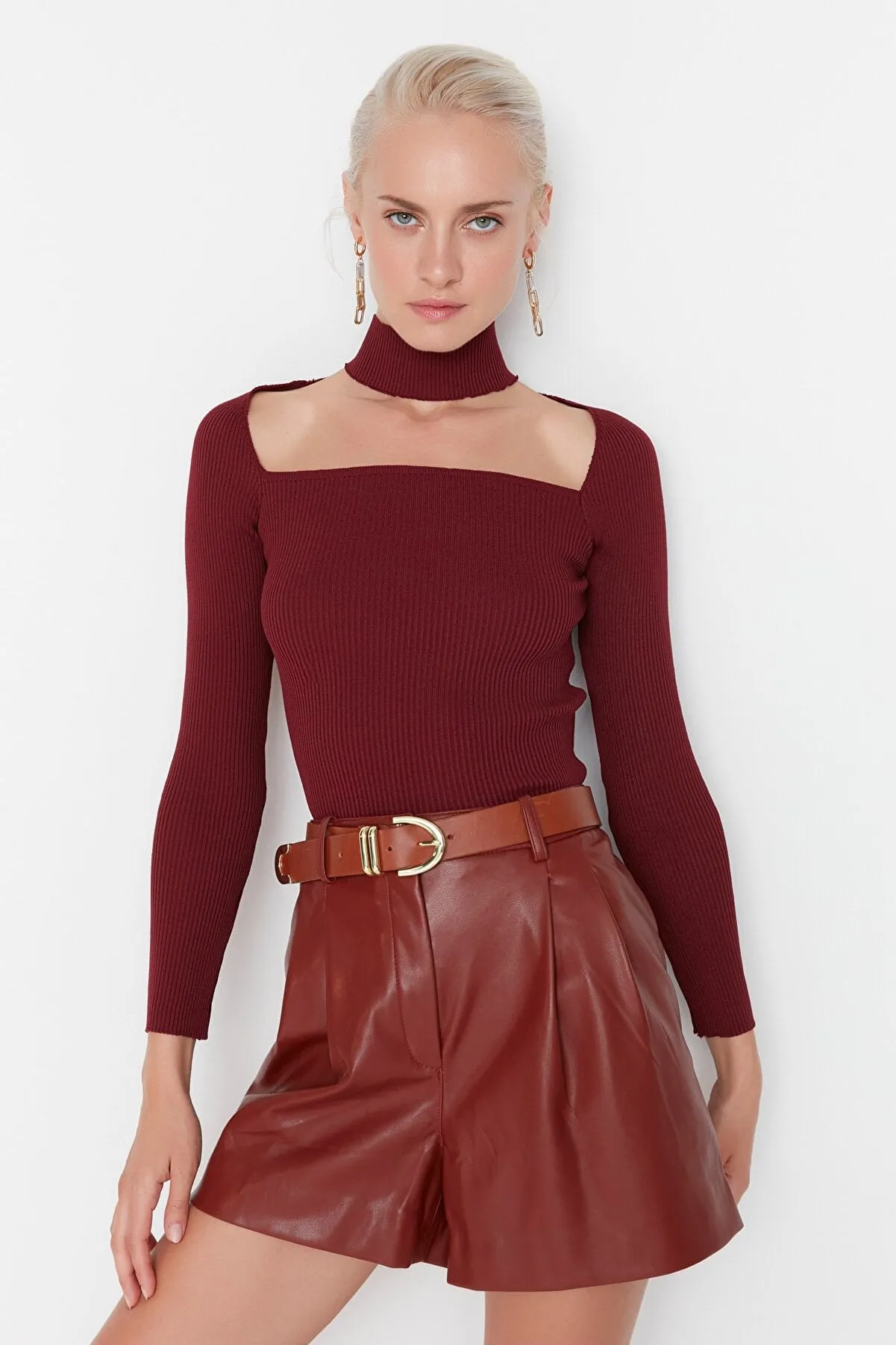 Burgundy knit top