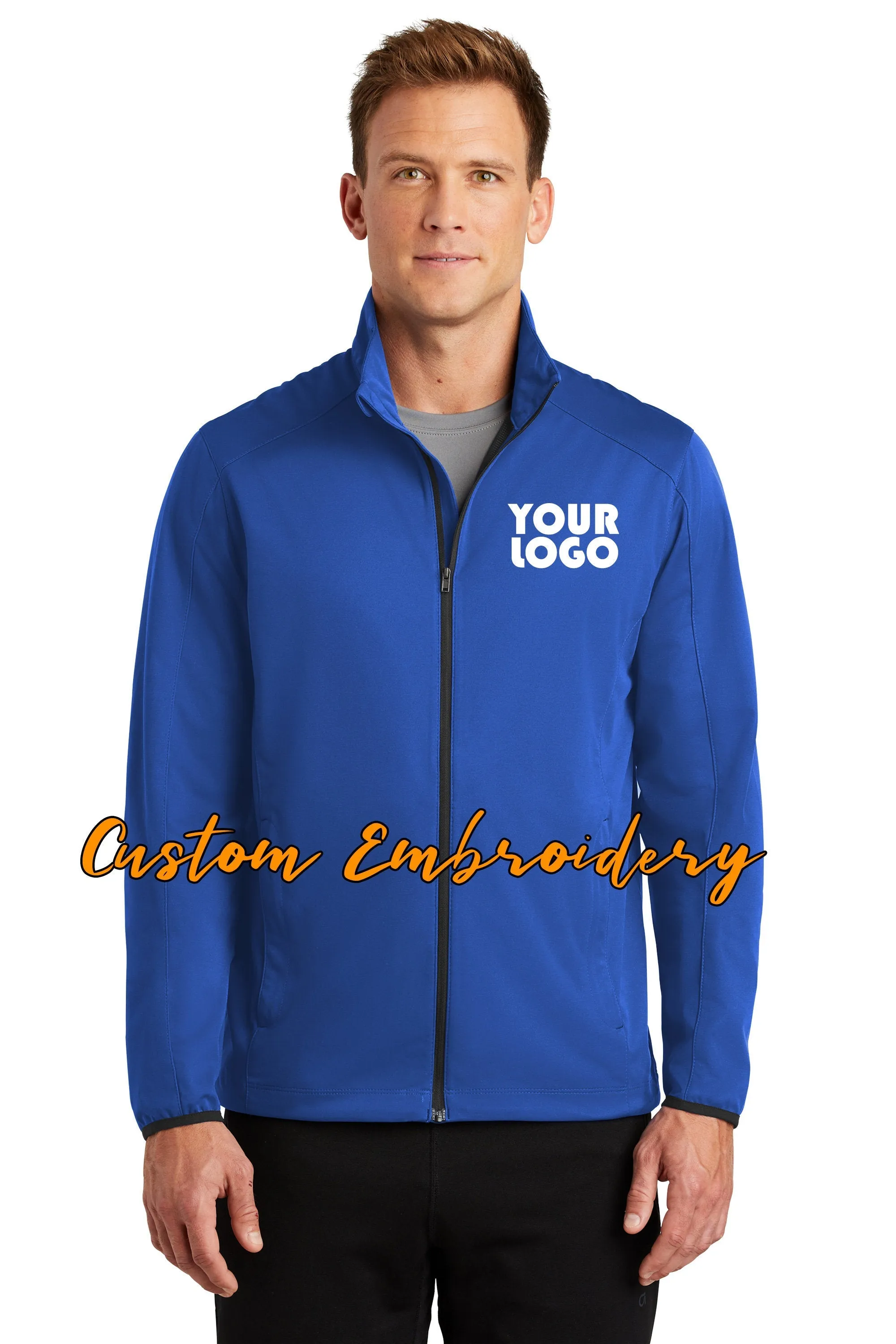 Custom Embroidered Men's Active Soft Shell Jacket - Includes one 4in x 4in Embroidery - No Setup - Personalize your Jacket with your Logo