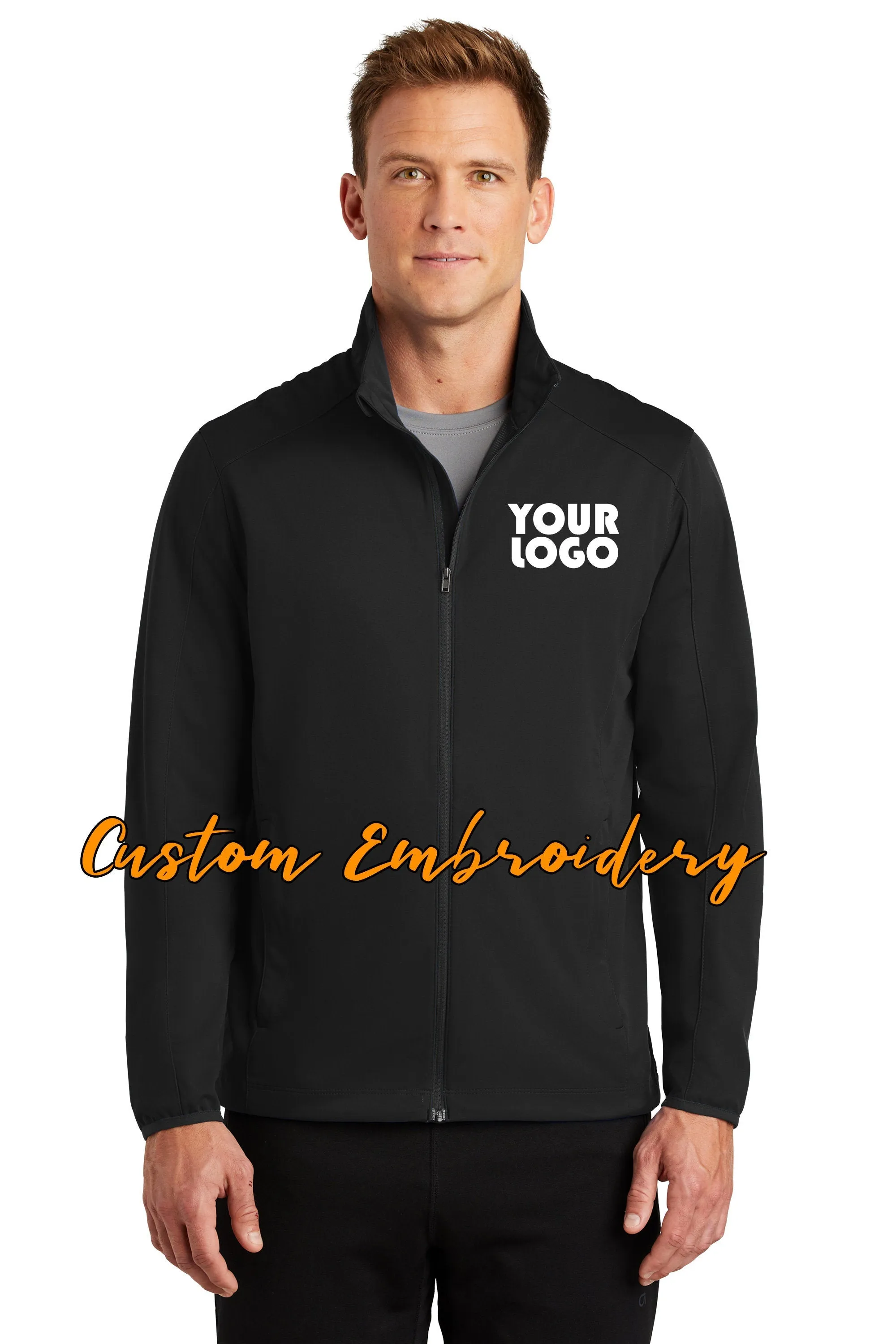 Custom Embroidered Men's Active Soft Shell Jacket - Includes one 4in x 4in Embroidery - No Setup - Personalize your Jacket with your Logo