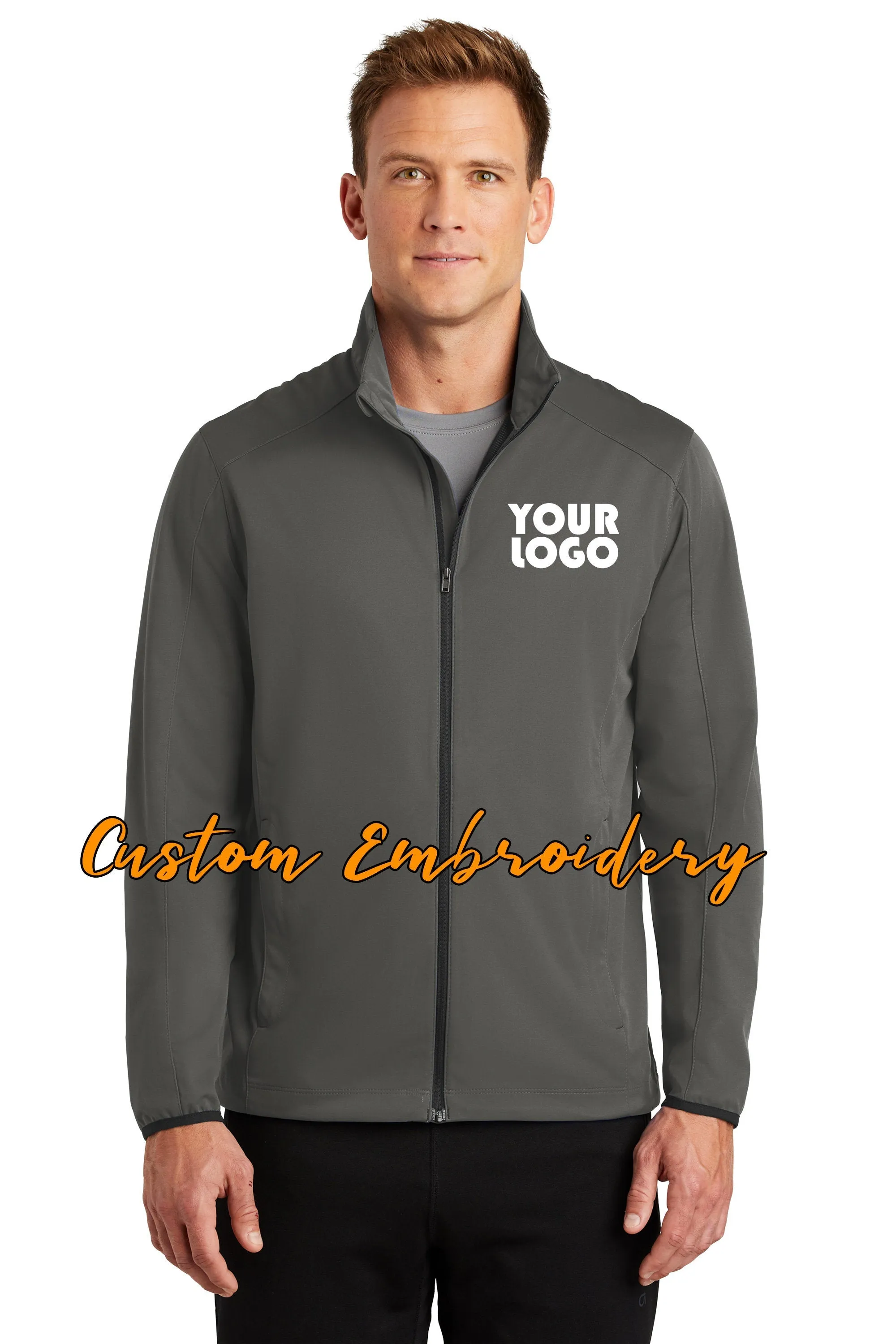 Custom Embroidered Men's Active Soft Shell Jacket - Includes one 4in x 4in Embroidery - No Setup - Personalize your Jacket with your Logo