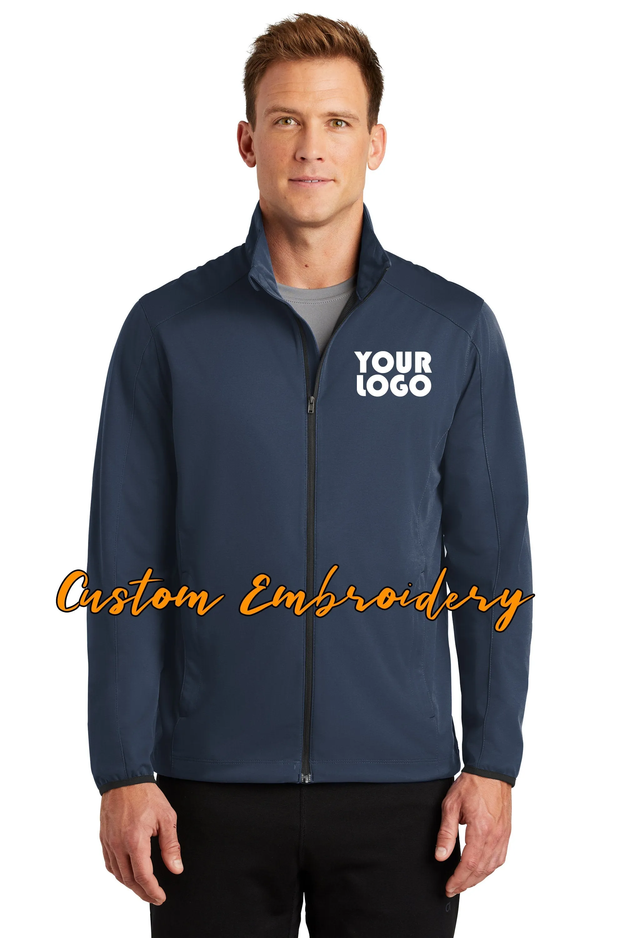 Custom Embroidered Men's Active Soft Shell Jacket - Includes one 4in x 4in Embroidery - No Setup - Personalize your Jacket with your Logo