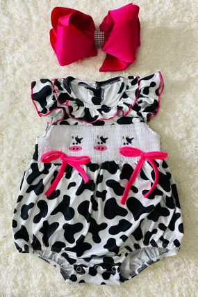 Embroidered cows baby short sleeve romper DLH2547