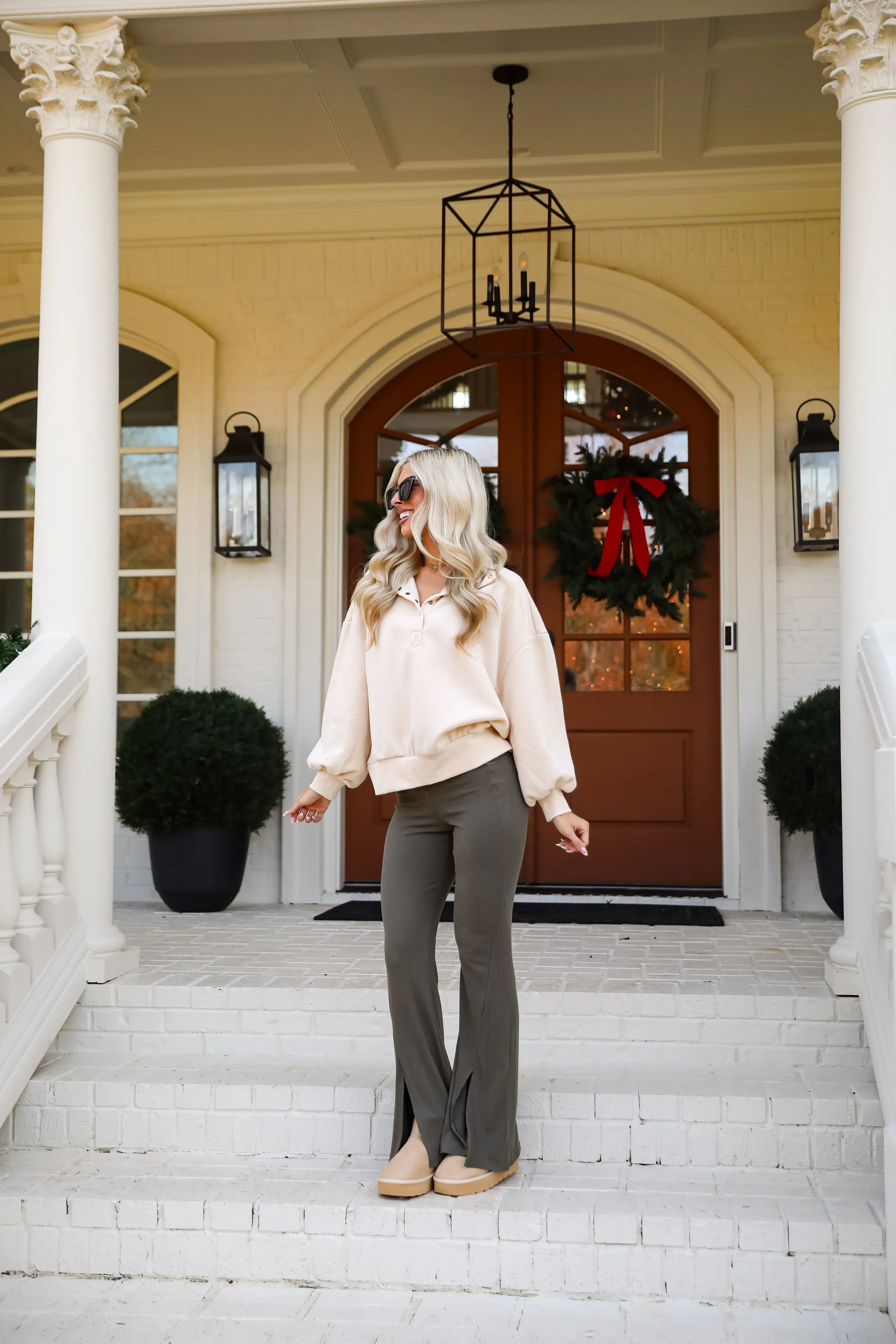 FINAL SALE - Lounge Look Ribbed Flare Pants - DOORBUSTER