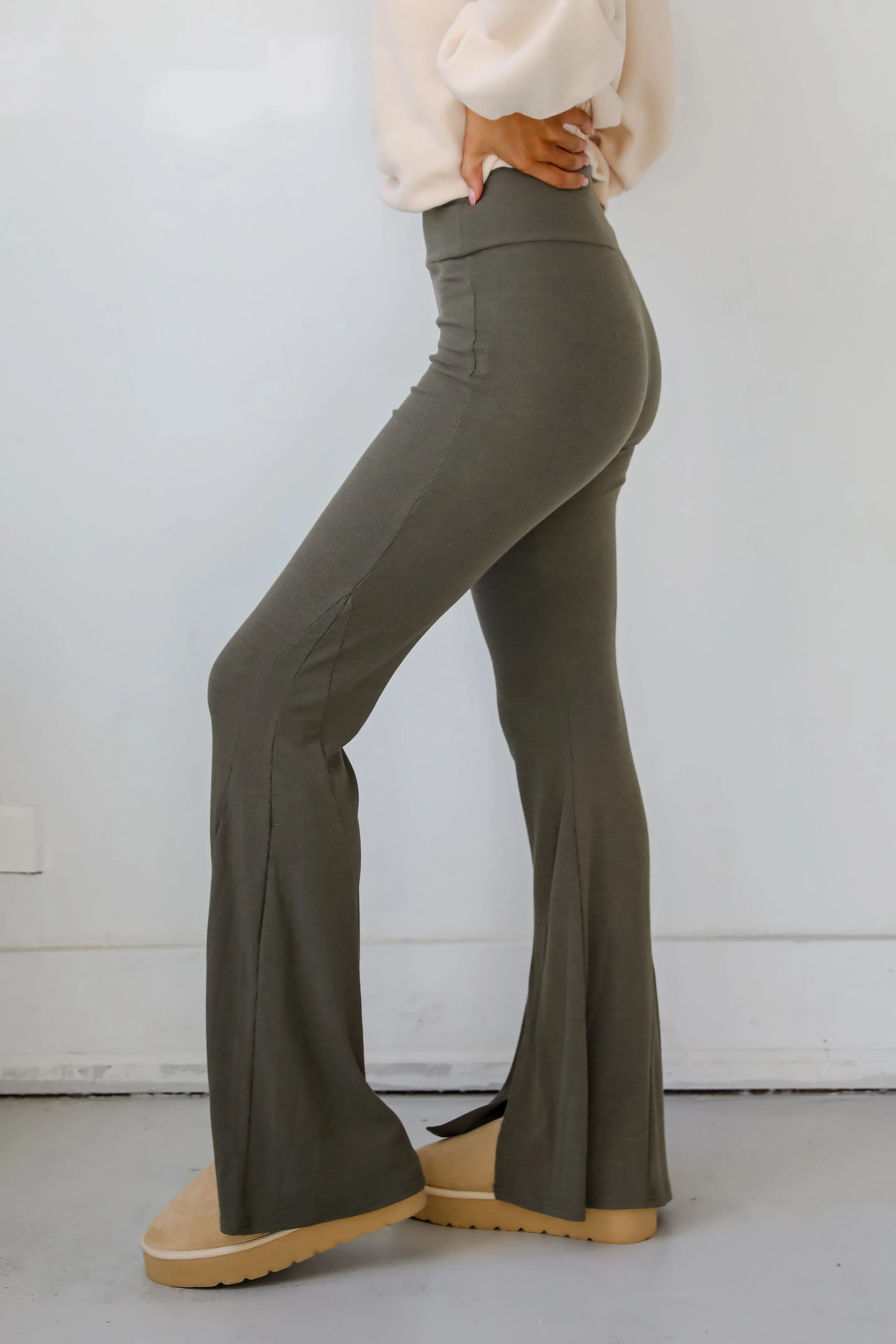 FINAL SALE - Lounge Look Ribbed Flare Pants - DOORBUSTER