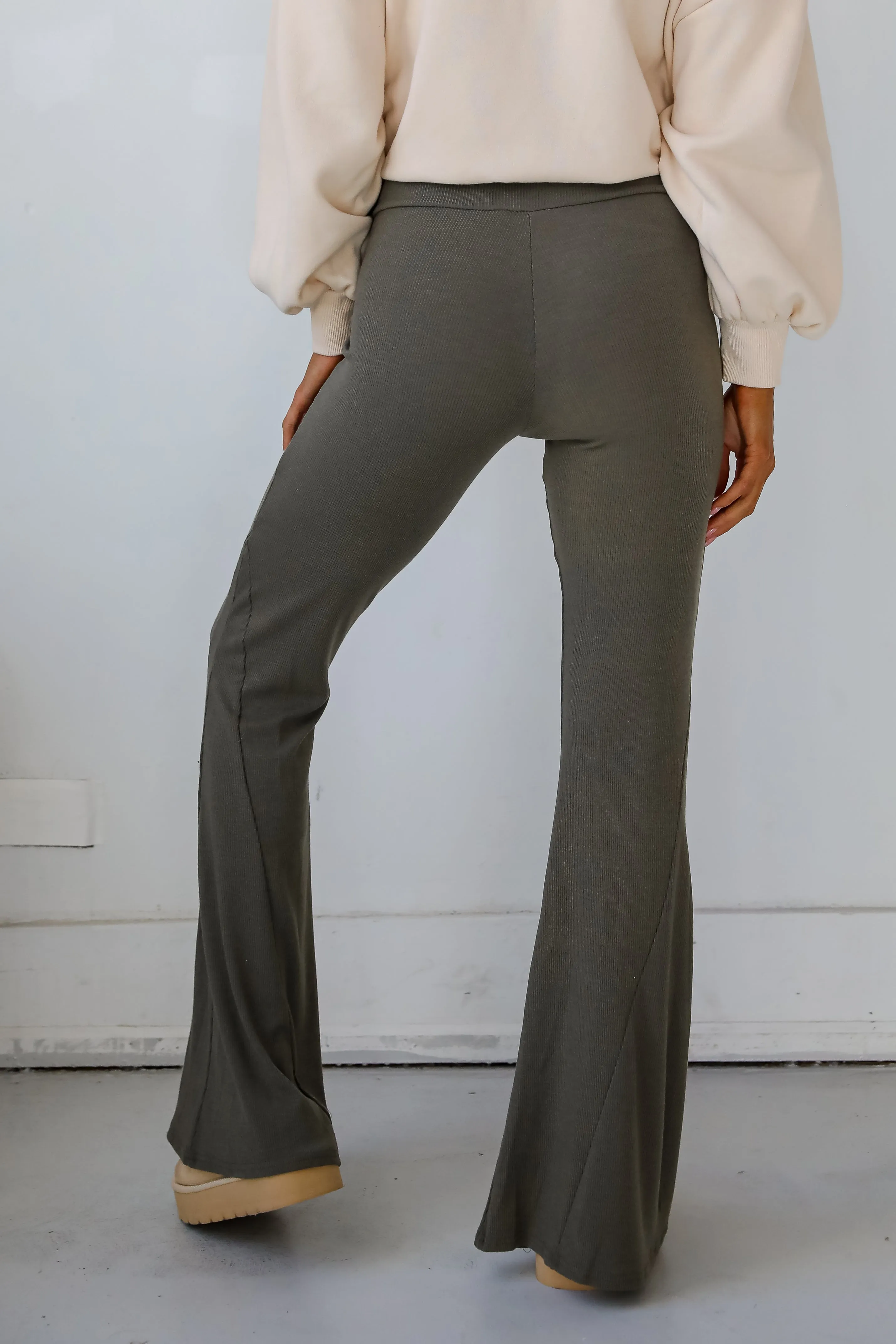 FINAL SALE - Lounge Look Ribbed Flare Pants - DOORBUSTER