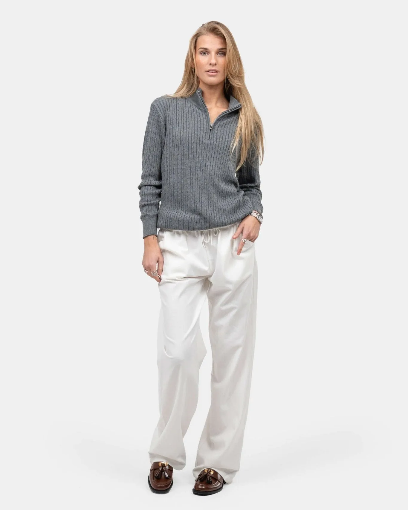 Heavyweight Linen Pants High-waisted White