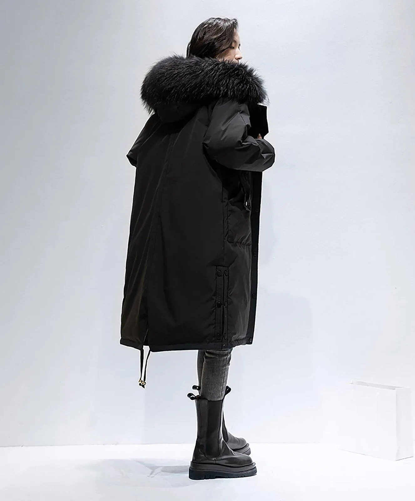 Hooded Fur Collar Down Puffer Parka