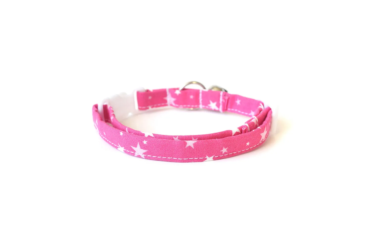 Hot Pink & White Stars Cat Collar