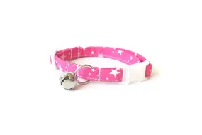 Hot Pink & White Stars Cat Collar