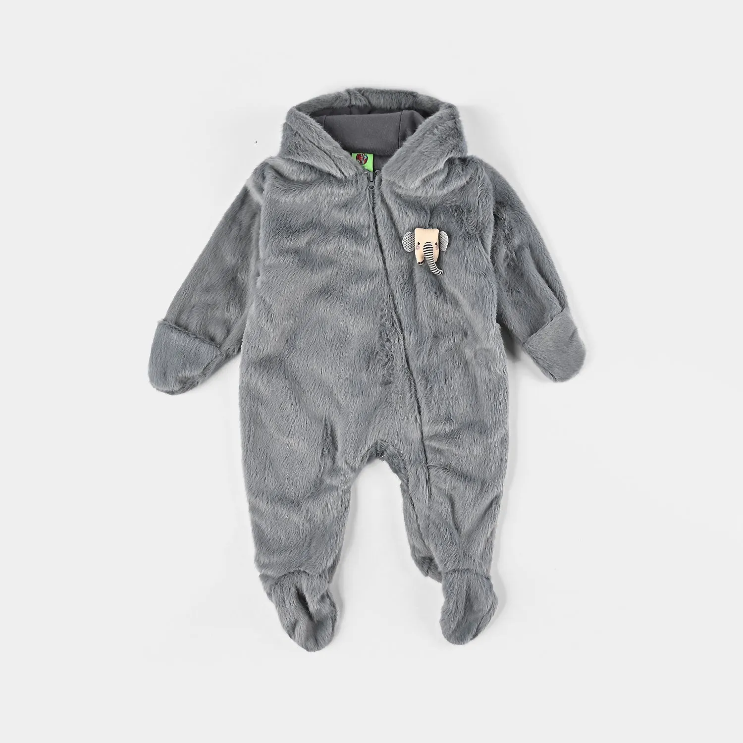 Infant Boys Sherpa Romper Elephant-GREY