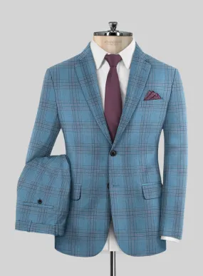 Italian Murano Beni Blue Wool Linen Silk Suit