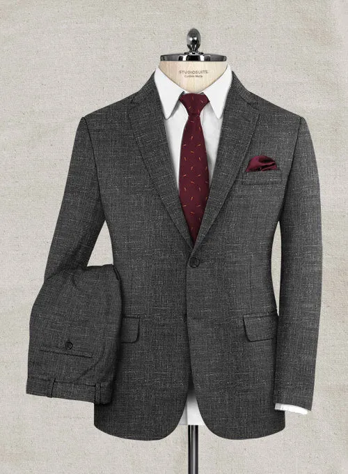 Italian Murano Charcoal Wool Linen Suit