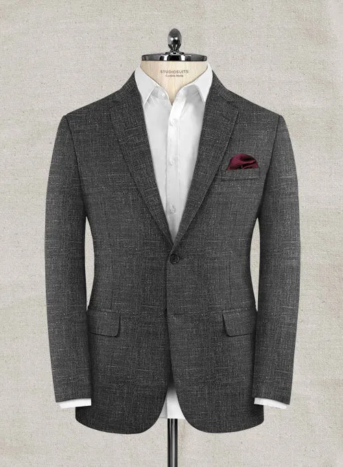 Italian Murano Charcoal Wool Linen Suit