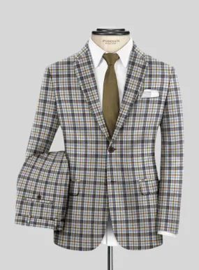 Italian Murano Cipco Checks Wool Linen Silk Suit