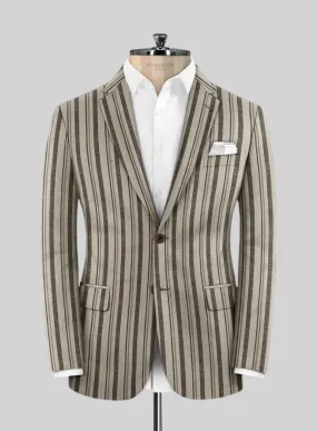 Italian Murano Emario Stripe Wool Linen Silk Jacket