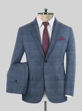 Italian Murano Enora Blue Wool Linen Silk Suit