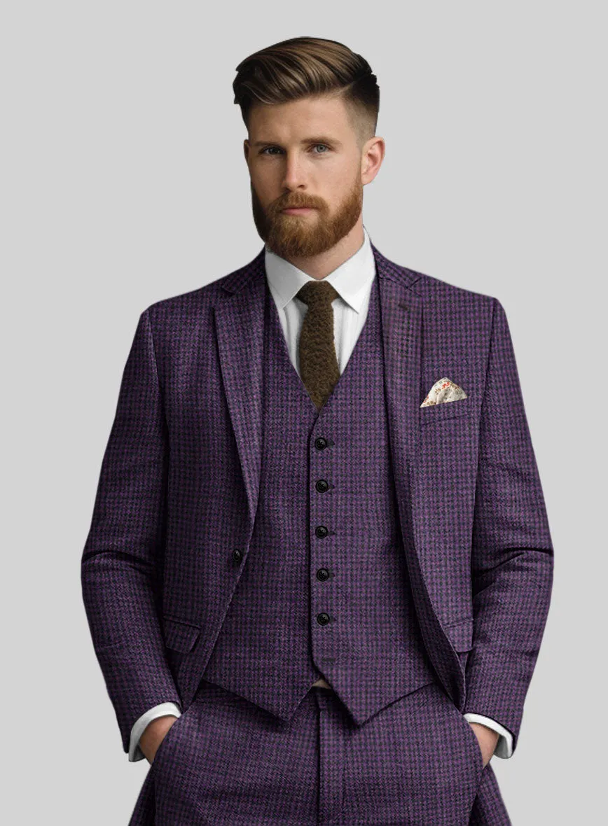 Italian Purple Houndstooth Tweed Jacket