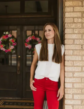 Ivory Crochet Knit Tunic Top