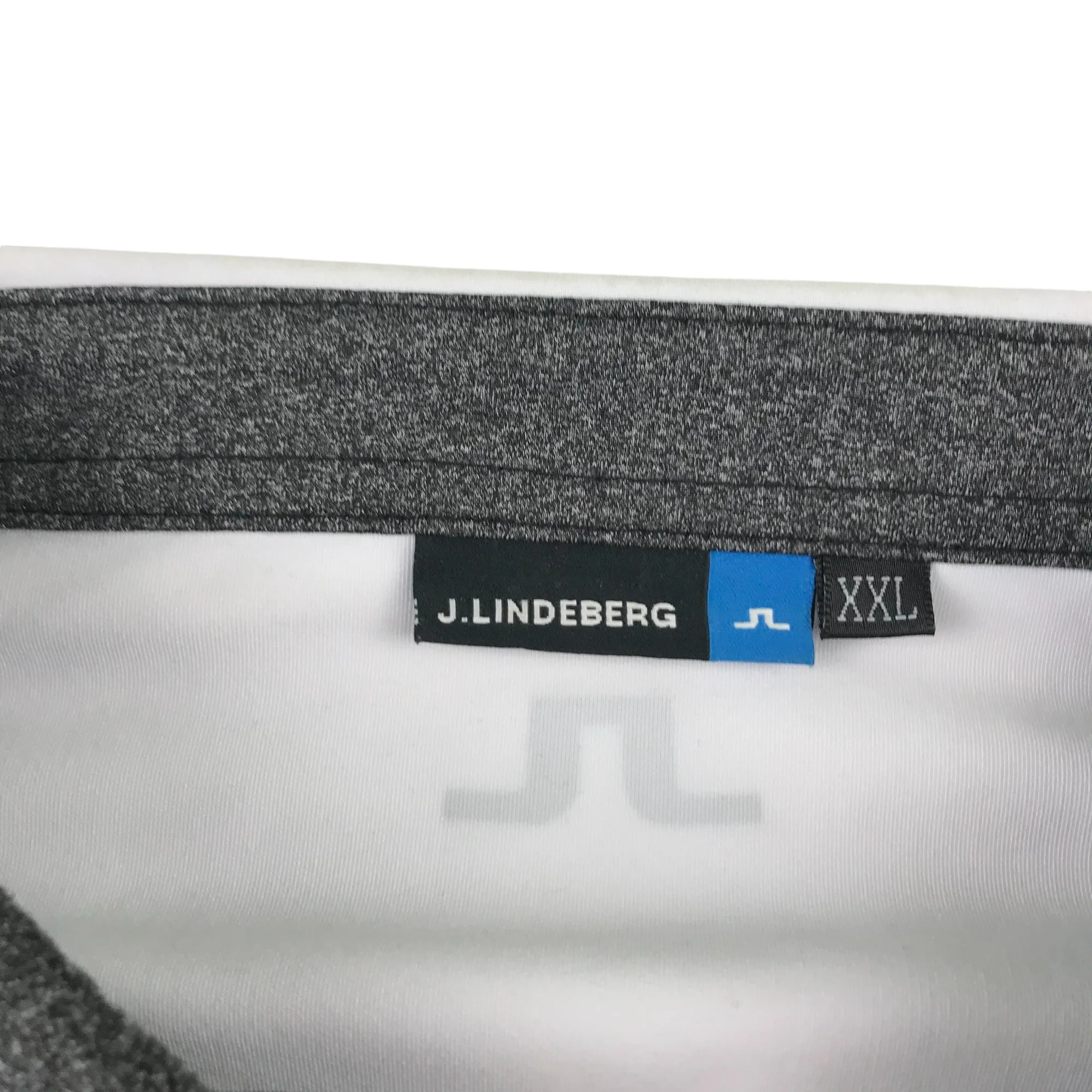 J.Lindeberg sport polo shirt men size XXL grey and white panelled long sleeve t-shirt