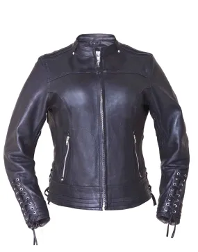 Laced Sleeve Womens Leather Jacket