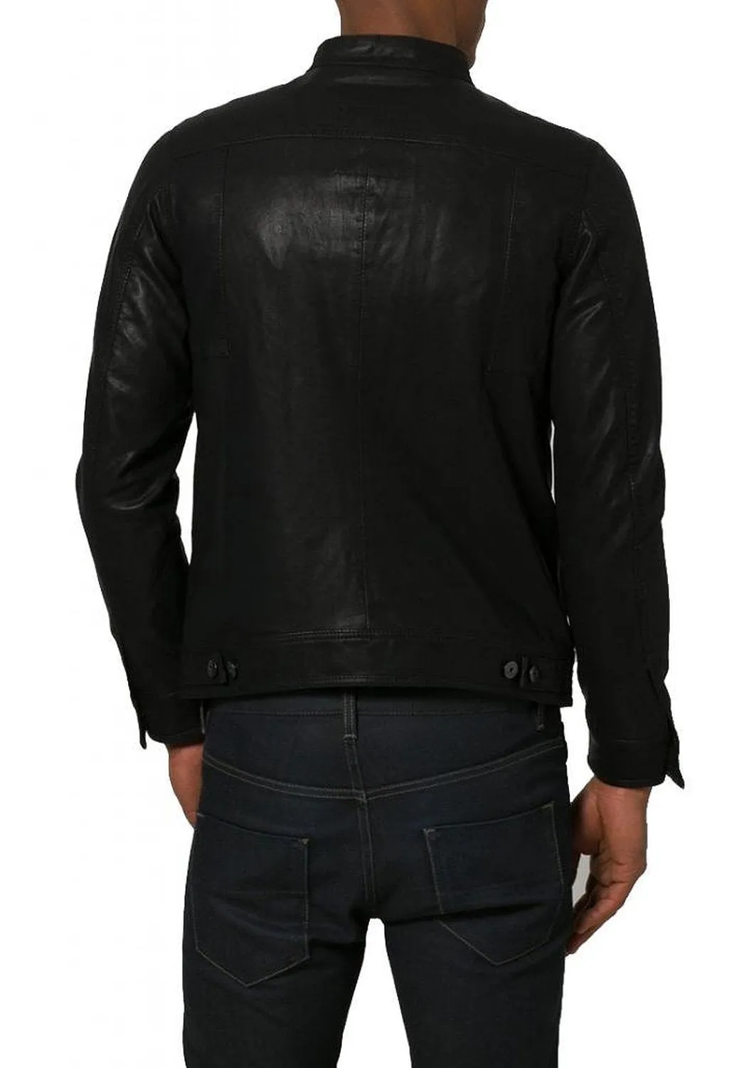 Leather Jackets Hub Mens Genuine Cowhide Leather Jacket (Black, Racer Jacket) - 1501550