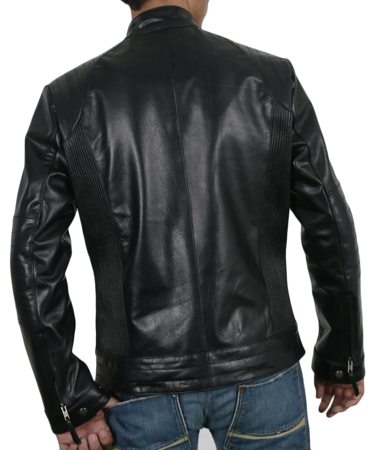 Leather Jackets Hub Mens Genuine Lambskin Leather Jacket (Black, Fencing Jacket) - 1501309