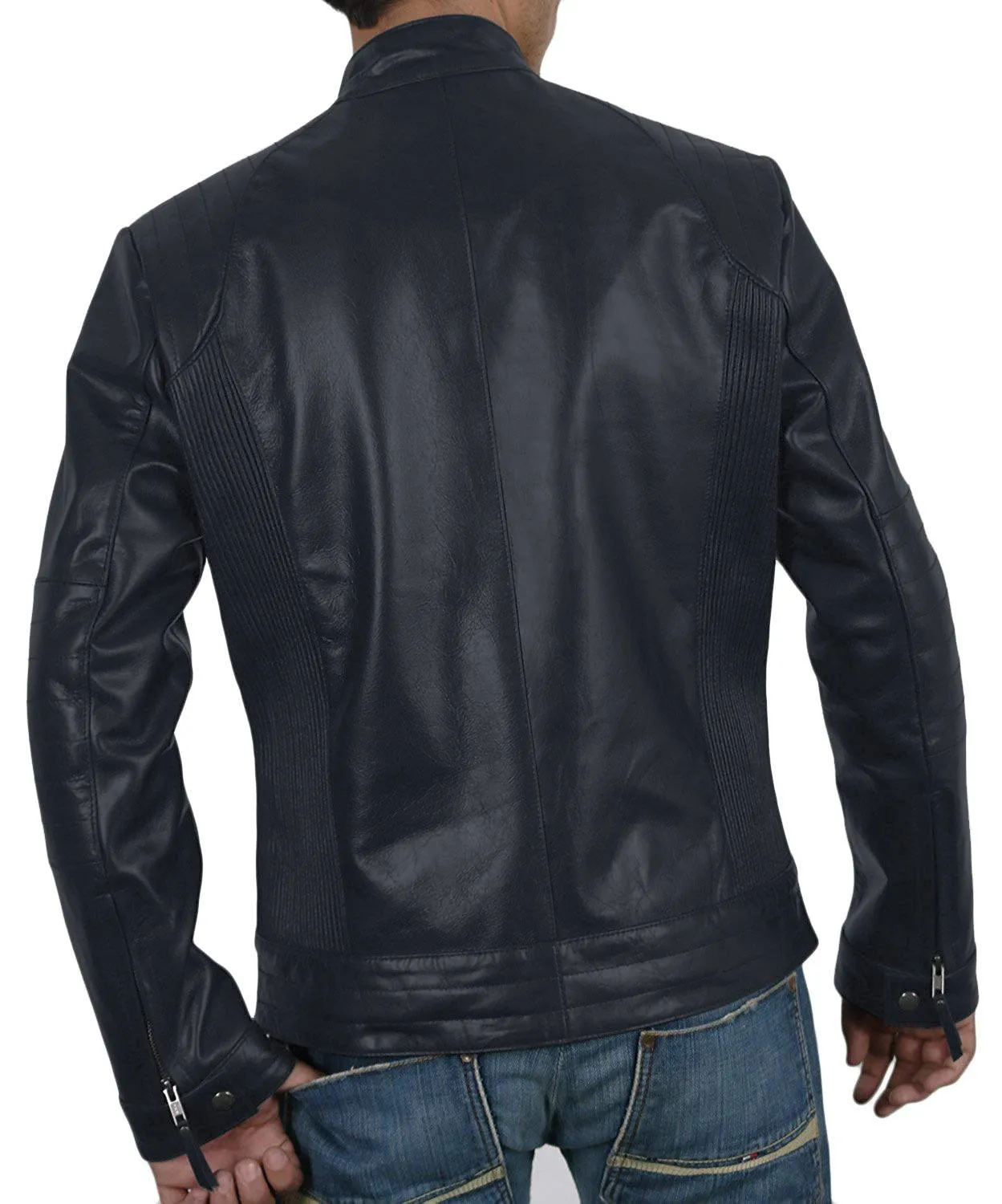 Leather Jackets Hub Mens Genuine Lambskin Leather Jacket (Black, Fencing Jacket) - 1501309