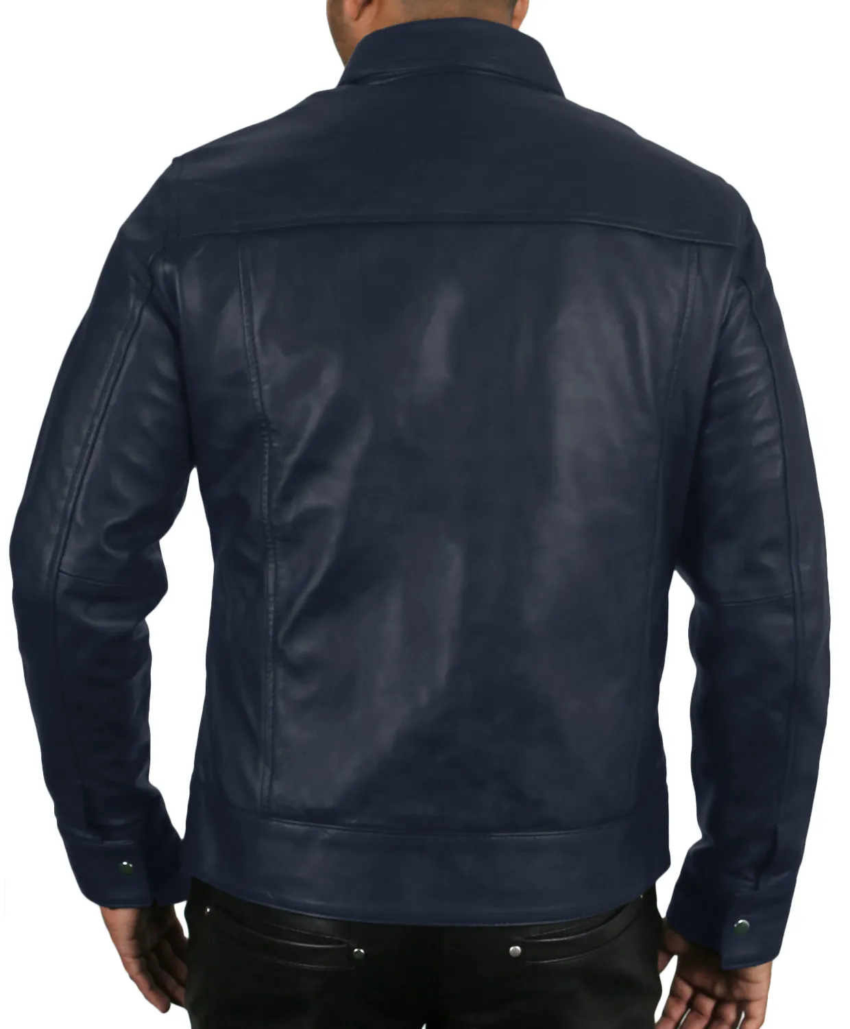 Leather Jackets Hub Mens Genuine Lambskin Leather Jacket (Black, Officer Jacket) - 1501132