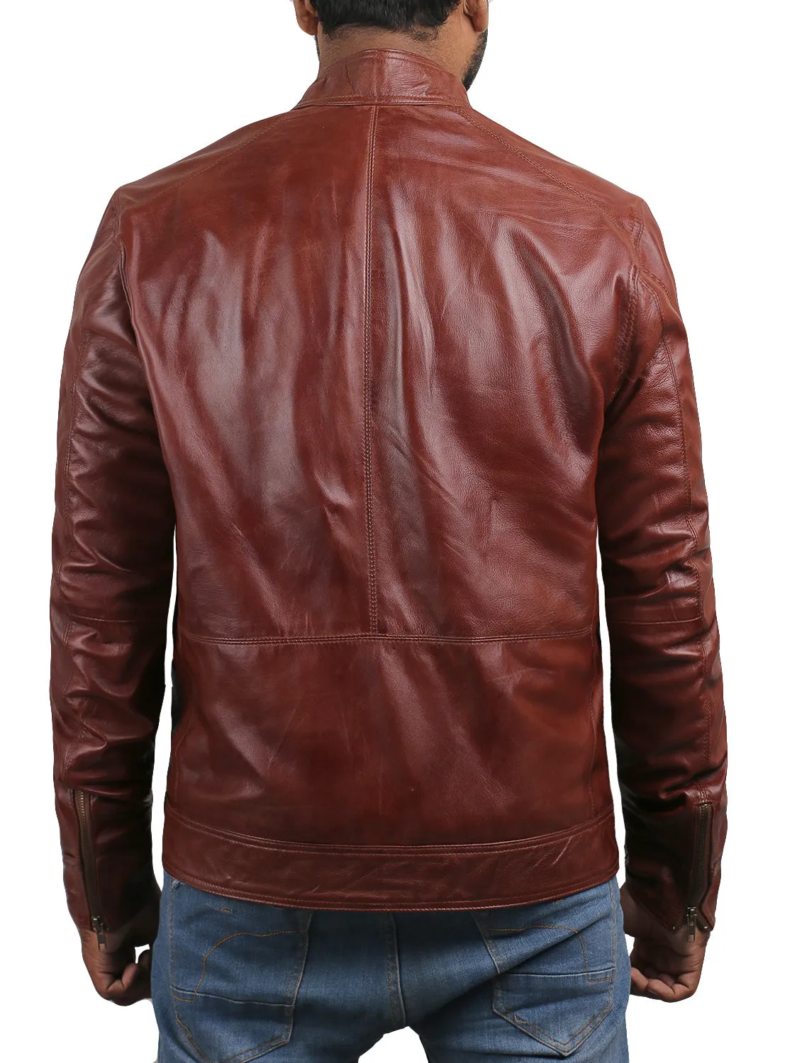 Leather Jackets Hub Mens Genuine Lambskin Leather Jacket (Black, Racer Jacket) - 1501187