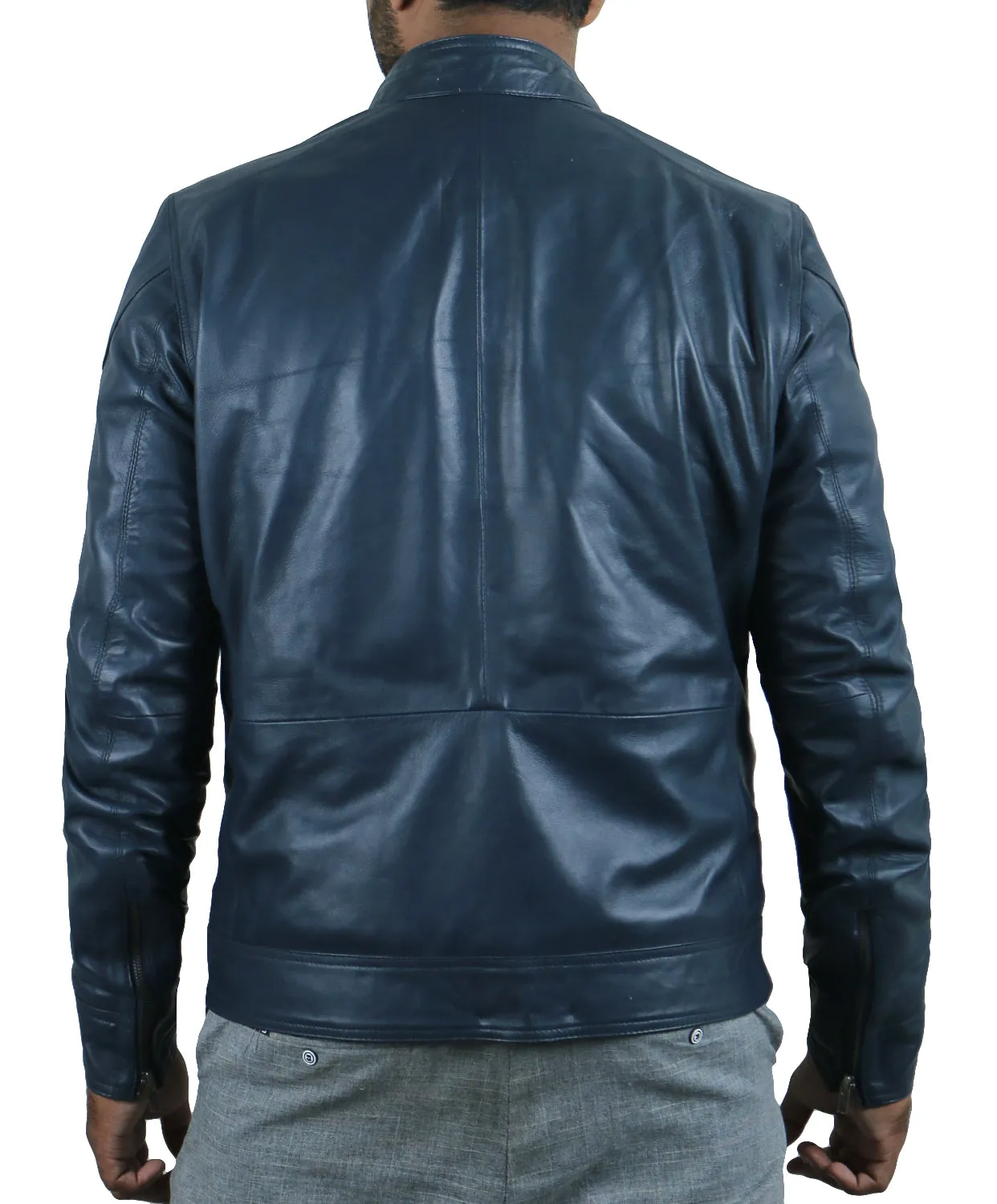 Leather Jackets Hub Mens Genuine Lambskin Leather Jacket (Black, Racer Jacket) - 1501187