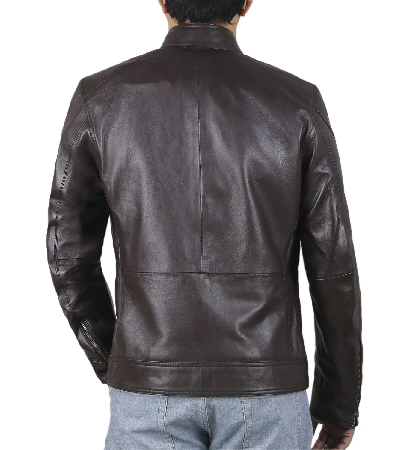 Leather Jackets Hub Mens Genuine Lambskin Leather Jacket (Black, Racer Jacket) - 1501187