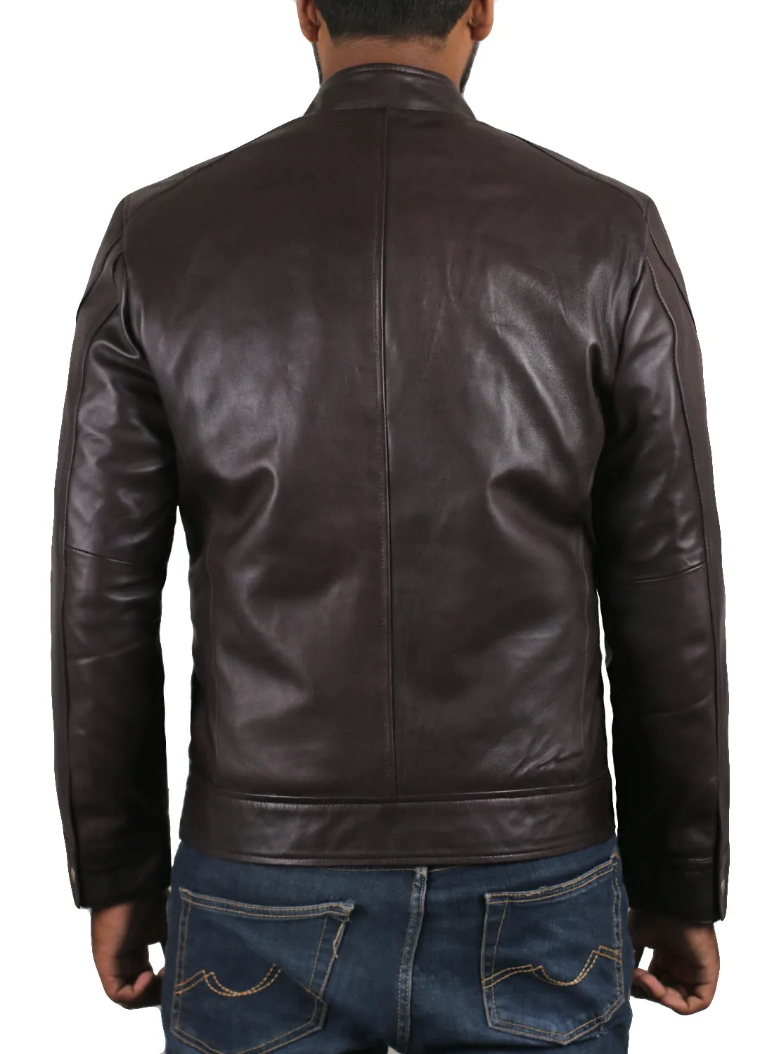 Leather Jackets Hub Mens Genuine Lambskin Leather Jacket (Black, Racer Jacket) - 1501394