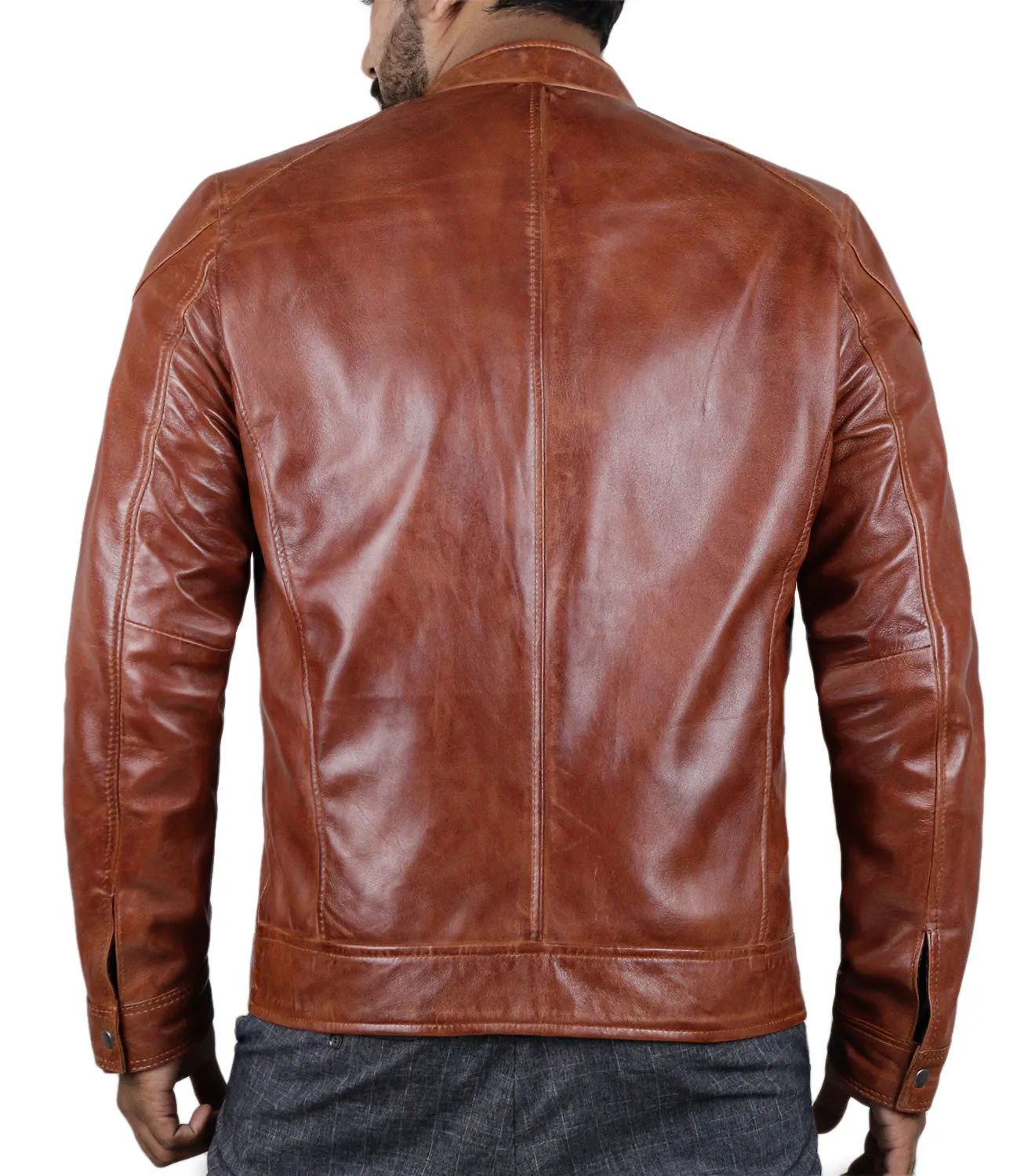 Leather Jackets Hub Mens Genuine Lambskin Leather Jacket (Black, Racer Jacket) - 1501394