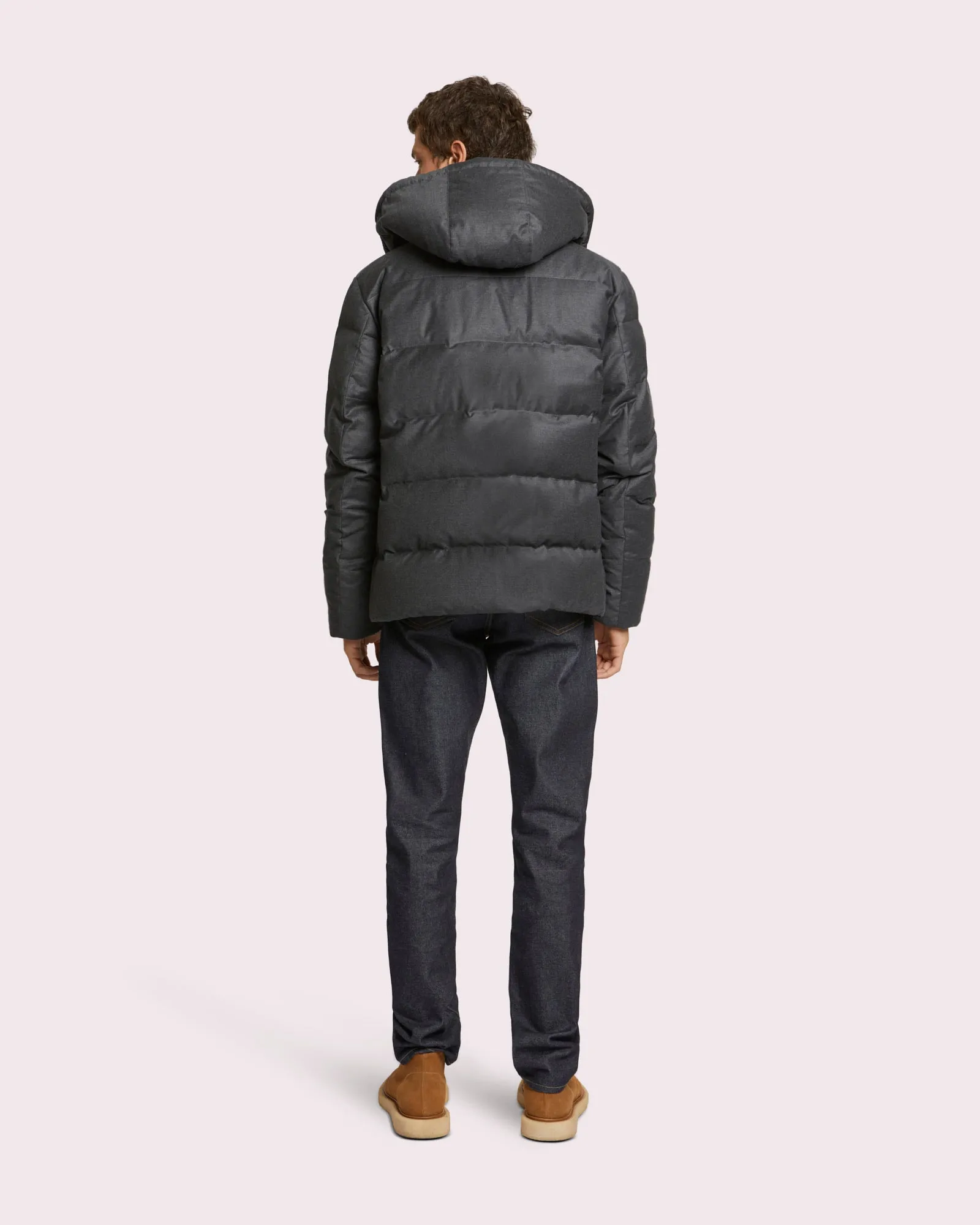 Loro Piana Fabric Short Down Jacket With Dehaired Mink Inside Collar