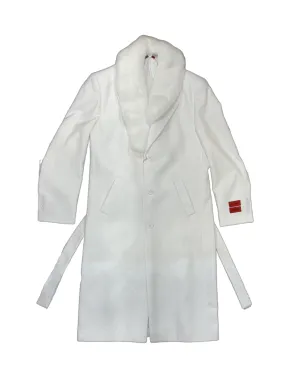 Mazari 9001 Top Coat With Fur Collar White