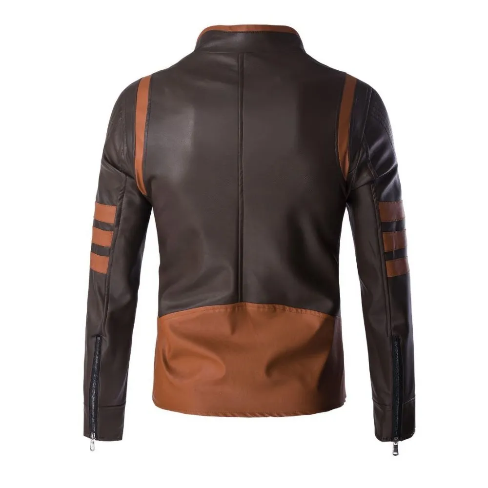 Men’s Classic Brown Motorcycle Genuine Sheepskin Leather Jacket