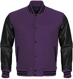 Mens Purple And Black Varsity Jacket