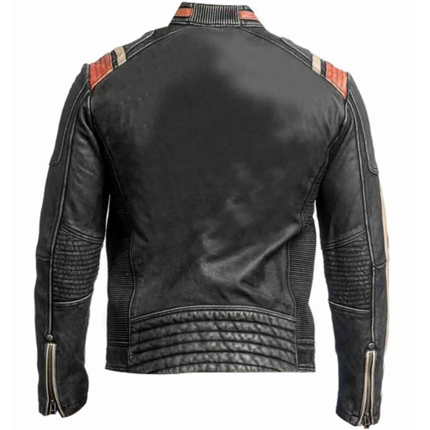 Men's Retro 3 Cafe Racer Biker Vintage Distressed Fashion Moto Leather Jacket