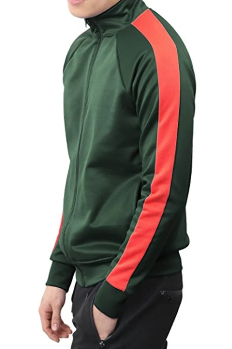 MEN'S TRACK JACKET- GREEN/RED