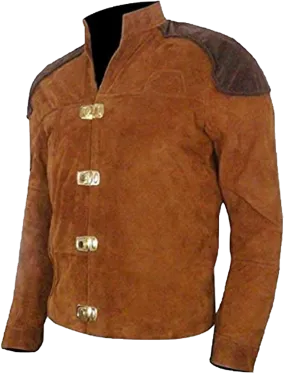 Men's Warriors Pilot star Battle Brown Real Suede Leather Jacket | Real Suede Leather Jacket