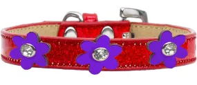 Metallic Flower Ice Cream Collar Red With Metallic Purple Flowers Size 10