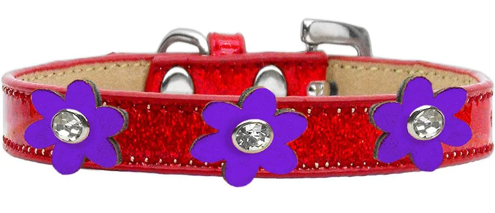 Metallic Flower Ice Cream Collar Red With Metallic Purple Flowers Size 10