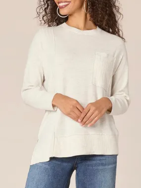 Mixed Knit Top - Heather Cream