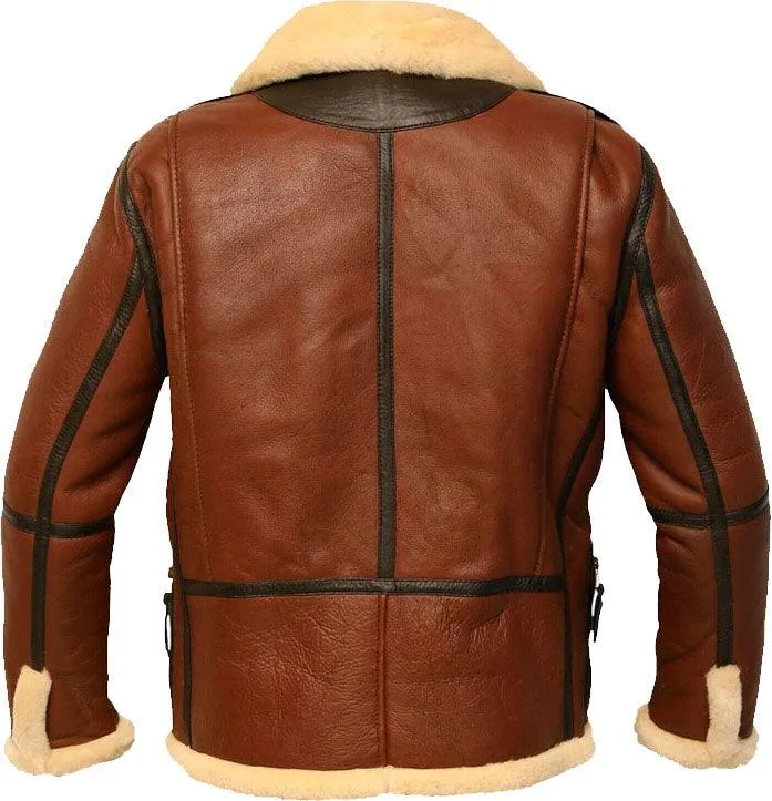 New Men’s Brown Distresses Flight Leather Jacket With Fur